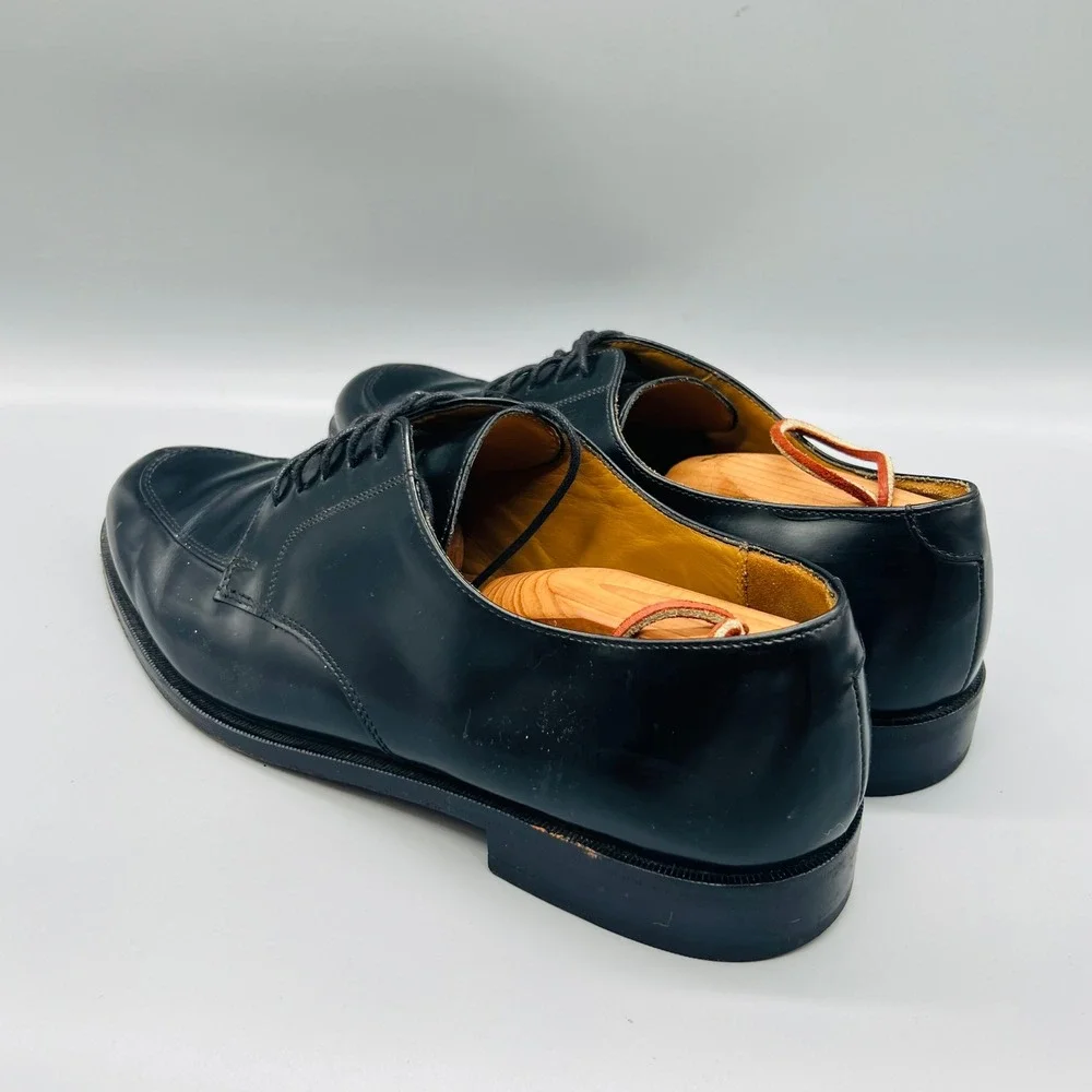 Cole Haan Shoes Mens 11 Black Leather Split Apron Toe Derby Oxford Vtg Preppy